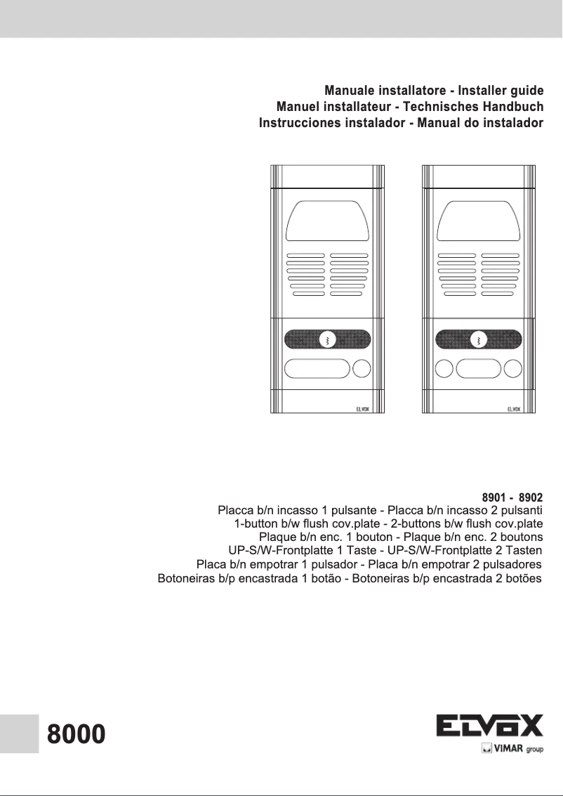 Page n°1 - Manuel utilisateur Vimar ELVOX 8901