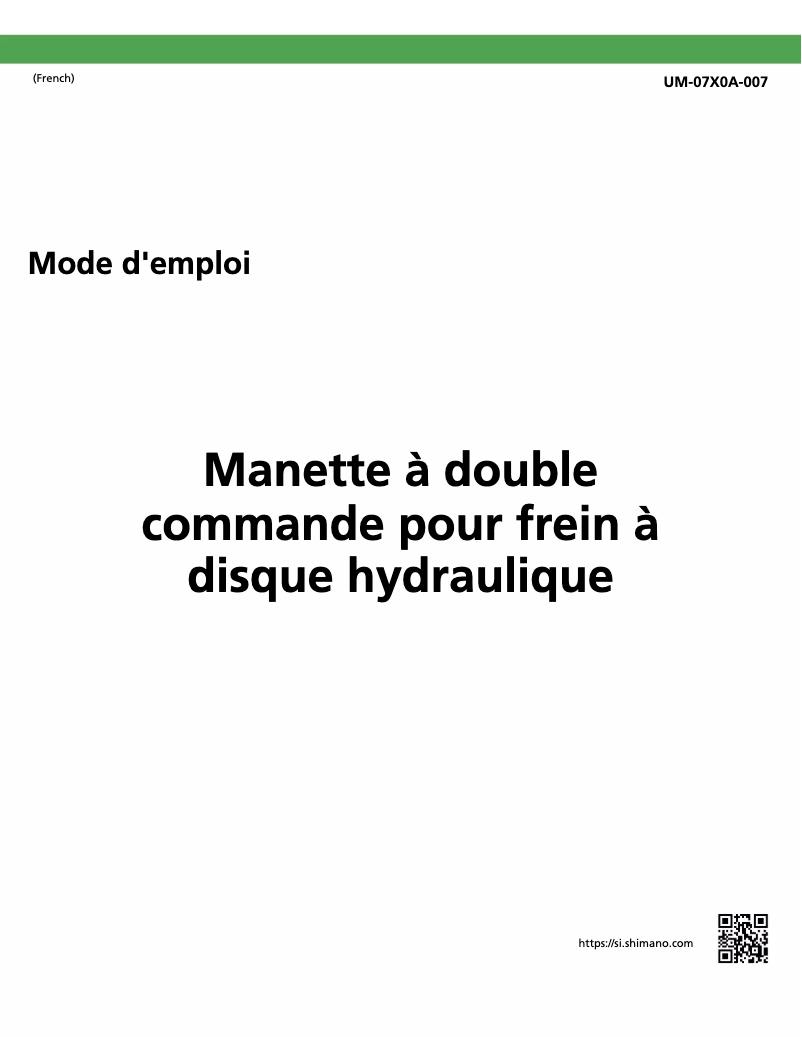 Page n°1 - Manuel utilisateur Shimano ST-R8020-R