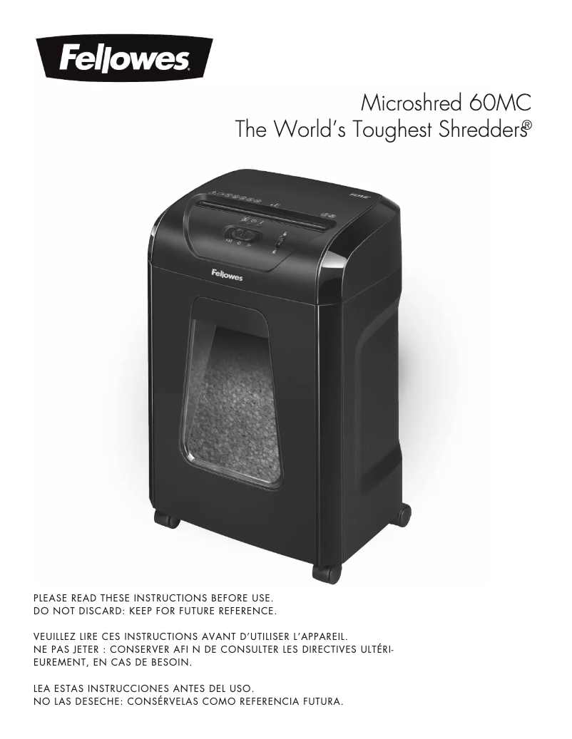 Page n°1 - Manuel utilisateur Fellowes MicroShred 60MC