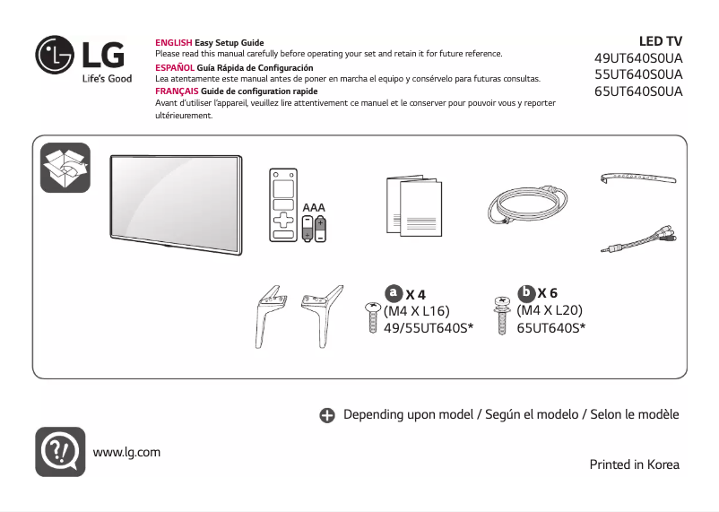 Image de la première page du manuel de l'appareil 49UT640S0UA