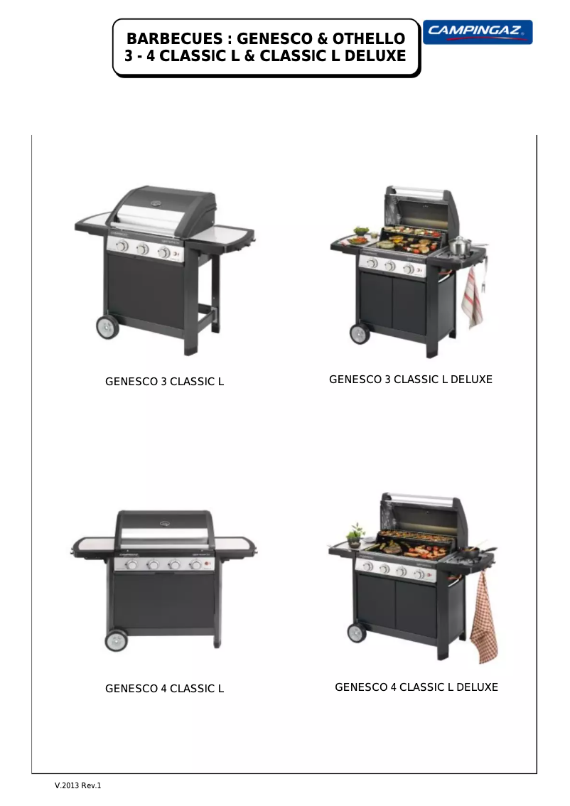 Page 1 de la notice Manuel utilisateur Campingaz Genesco 4 Classic L Deluxe