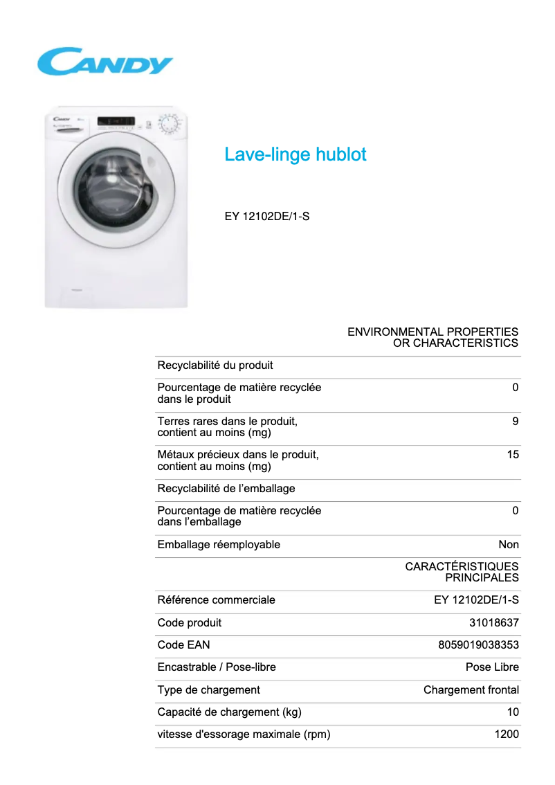 Image de la première page du manuel de l'appareil EY 12102DE/1-S