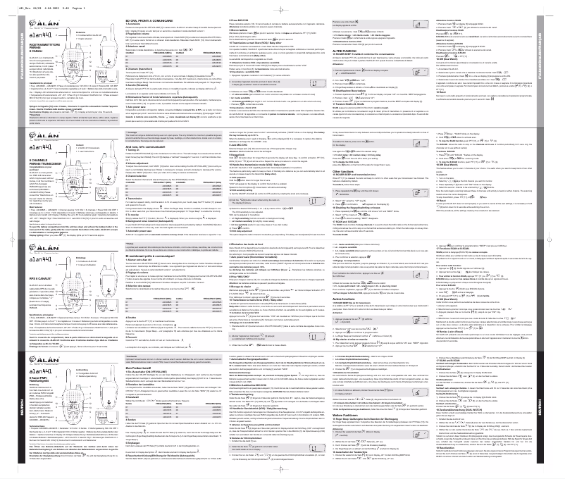 Page 1 de la notice Manuel utilisateur Midland ALAN 441