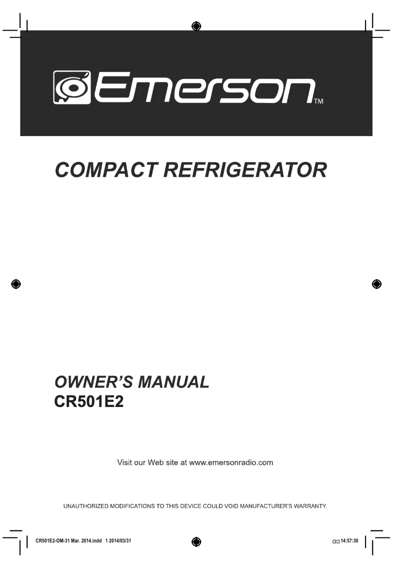 Page n°1 - Manuel utilisateur Emerson CR501E2