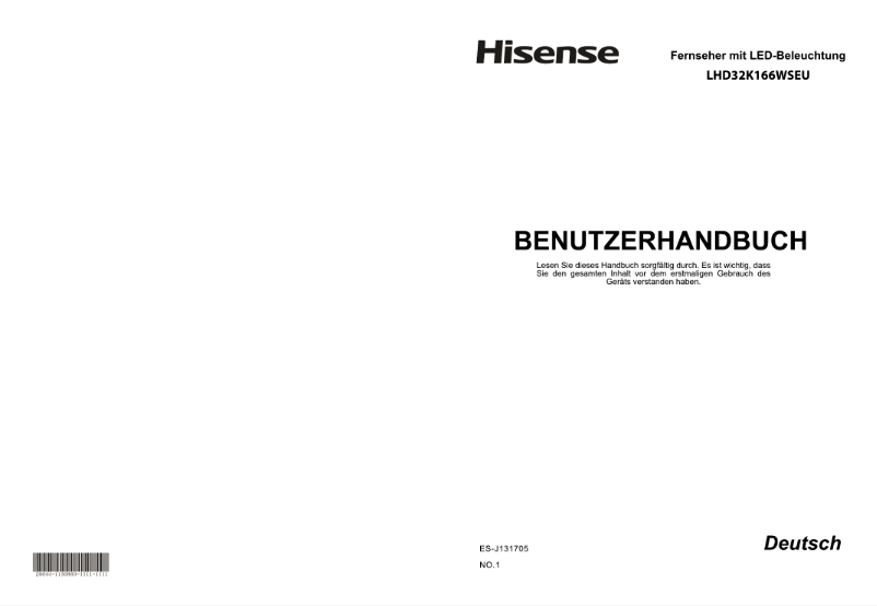 Page 1 de la notice Manuel utilisateur Hisense LHD32K166WSEU