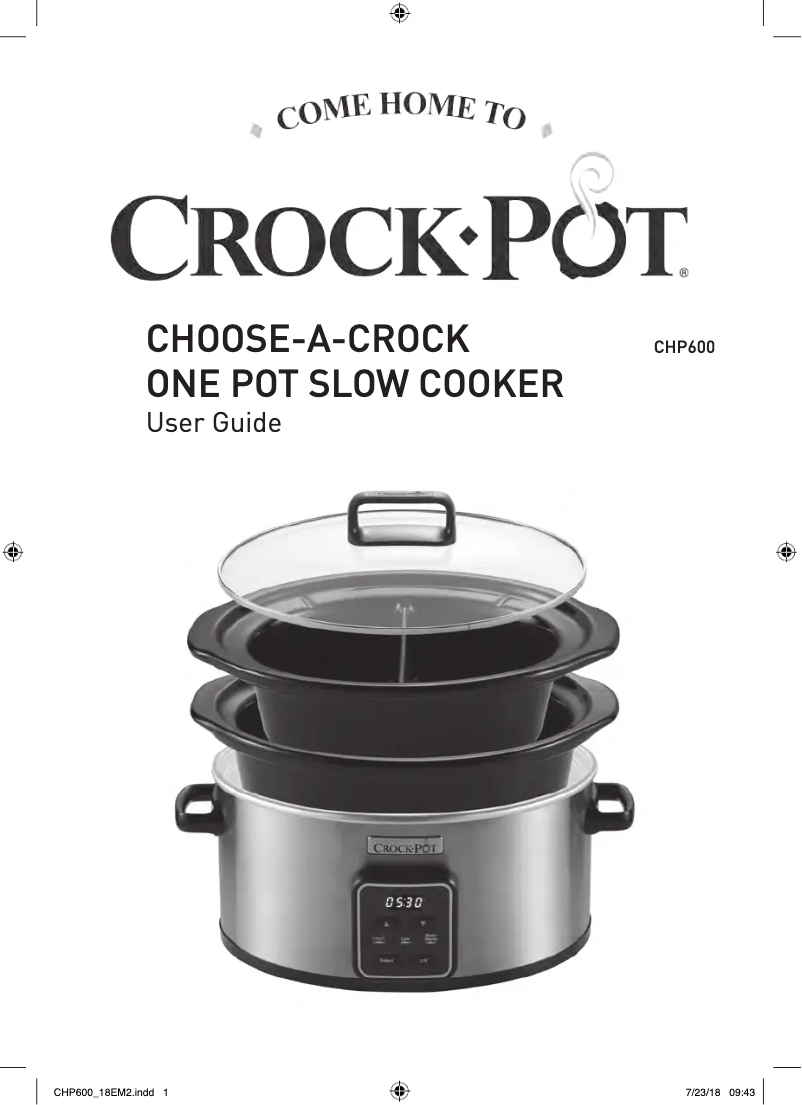 Page 1 de la notice Manuel utilisateur Crock-Pot Choose-a-Crock CHP600