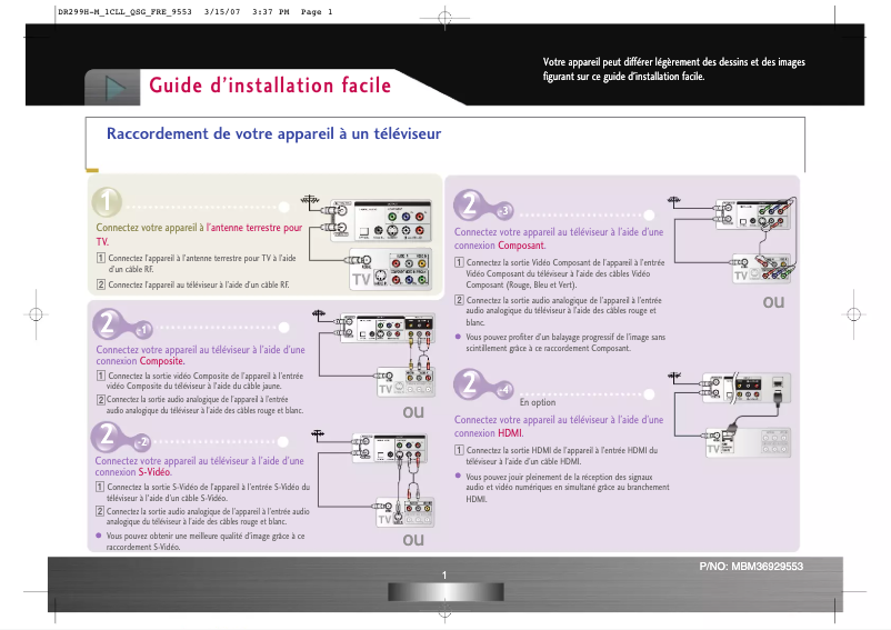 Page 1 de la notice Manuel utilisateur LG LRA-860