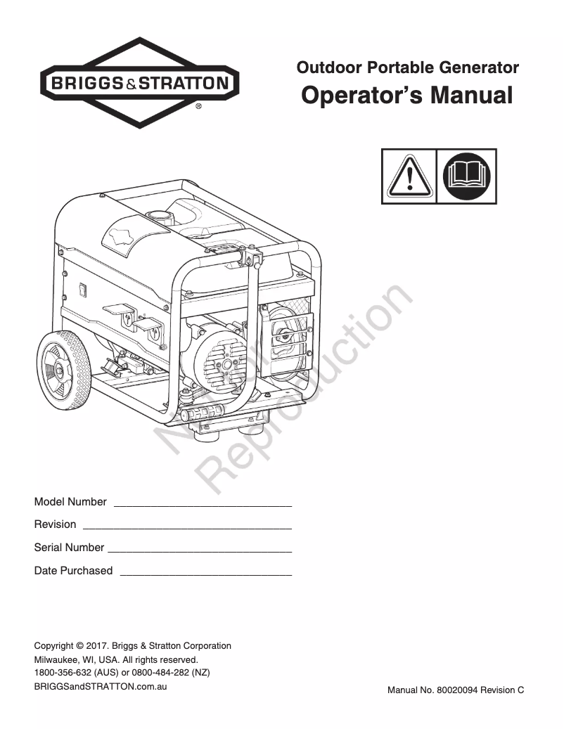 Page n°1 - Manuel utilisateur Briggs & Stratton Sprint 3200A