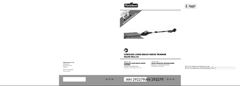 Page n°1 - Manuel utilisateur Florabest FALHS 40-Li A1