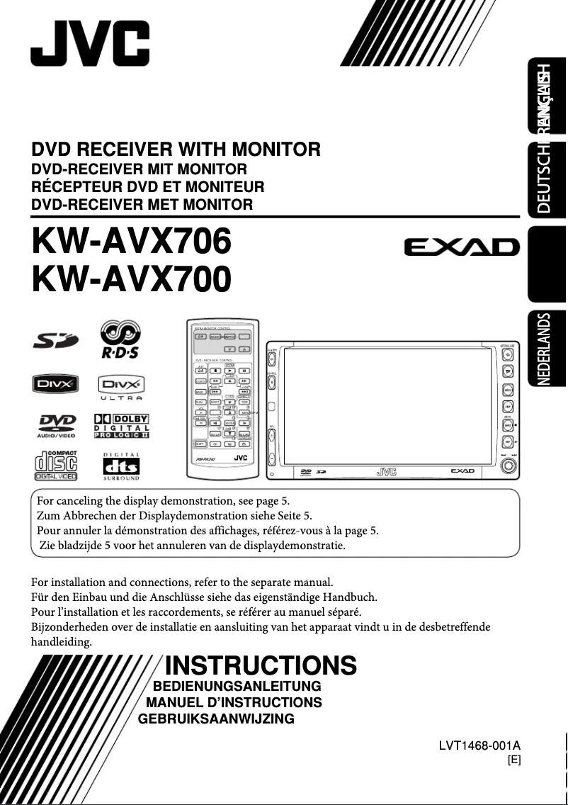 Page 1 de la notice Manuel utilisateur JVC KW-AVX706