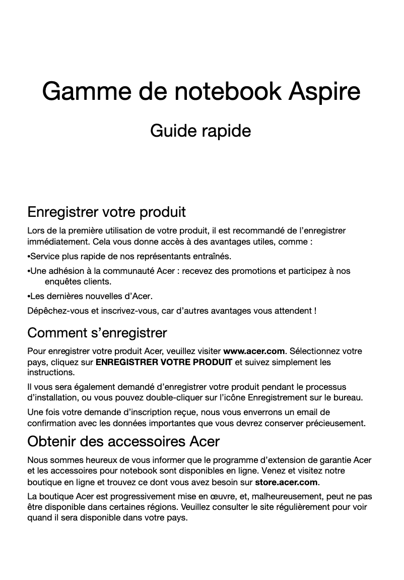 Image de la première page du manuel de l'appareil Aspire E1-571