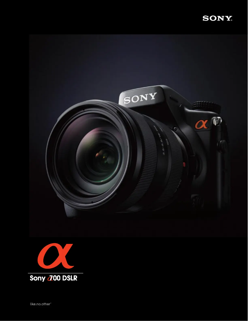 Page n°1 - Brochure Sony Alpha DSLR-A700K