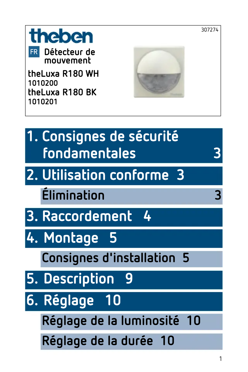 Page n°1 - Manuel utilisateur Theben theLuxa R180 BK
