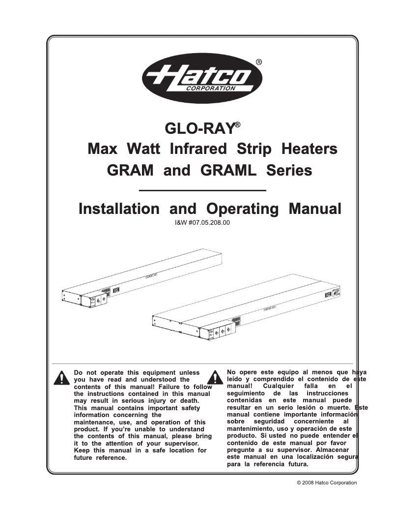 Page n°1 - Manuel utilisateur Hatco Glo-Ray GRAML-60D