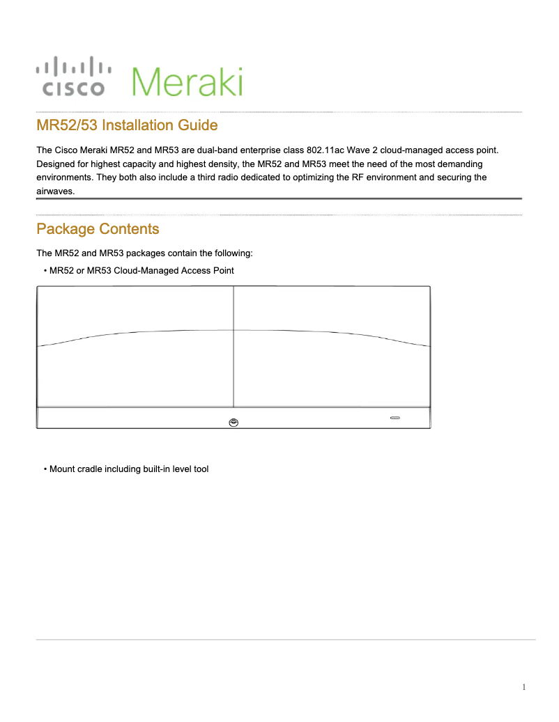 Page n°1 - Manuel utilisateur Cisco Meraki MR53
