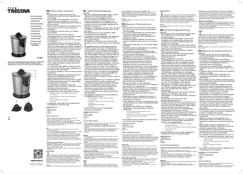 Page n°1 - Manuel utilisateur TriStar CP-3007