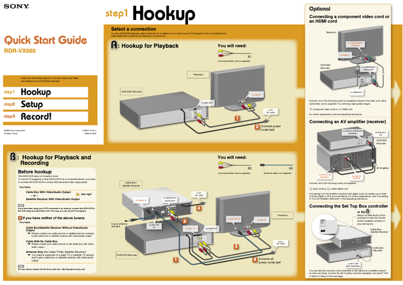 Image de la première page du manuel de l'appareil RDR-VX560