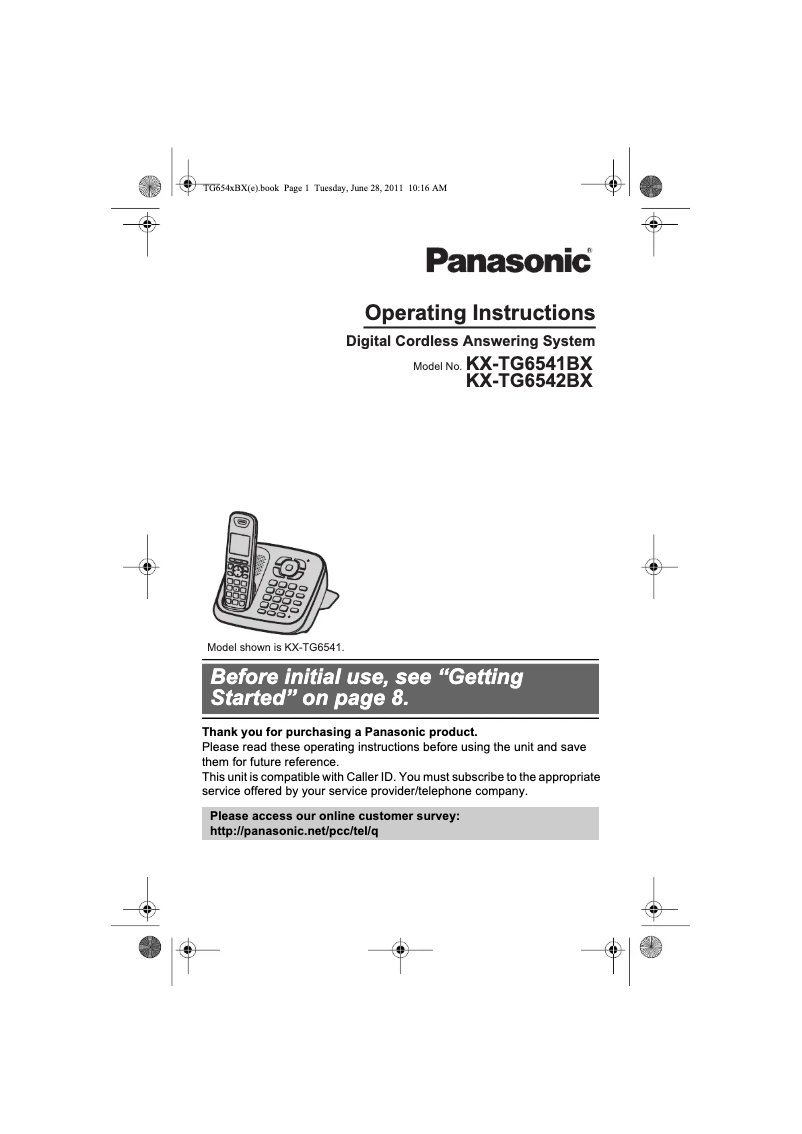 Image de la première page du manuel de l'appareil KX-TG6541BX