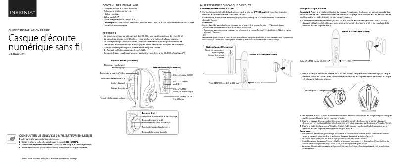 Page 1 de la notice Guide de démarrage rapide Insignia NS-HAWHP2