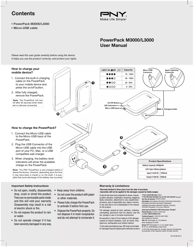 Image de la première page du manuel de l'appareil PowerPack L3000