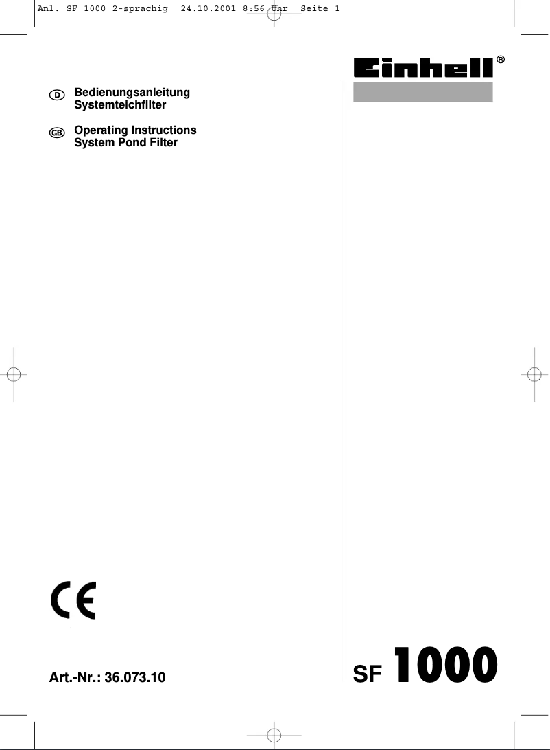 Image de la première page du manuel de l'appareil SF 1000