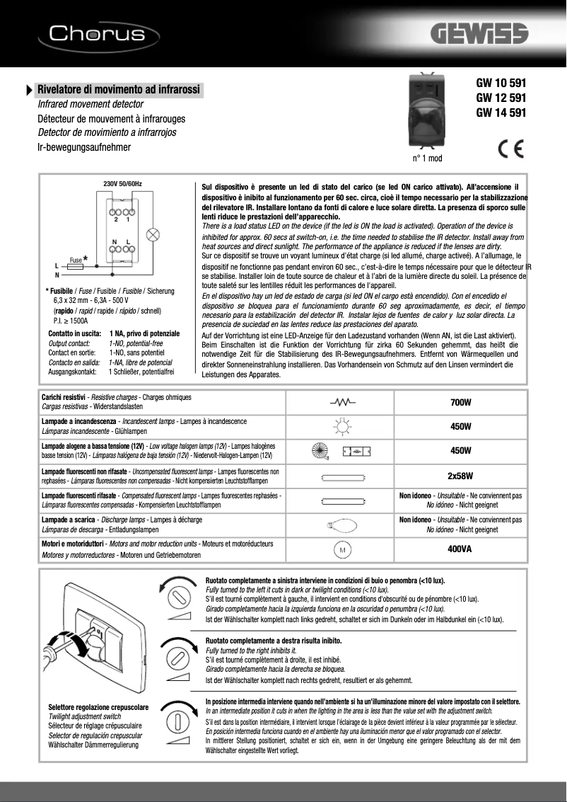Page 1 de la notice Manuel utilisateur Gewiss GW12591
