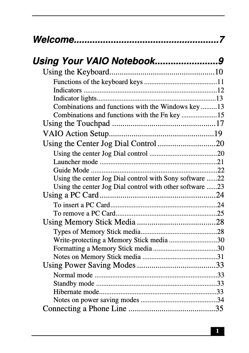Page n°1 - Manuel utilisateur Sony Vaio PCG-R505JL