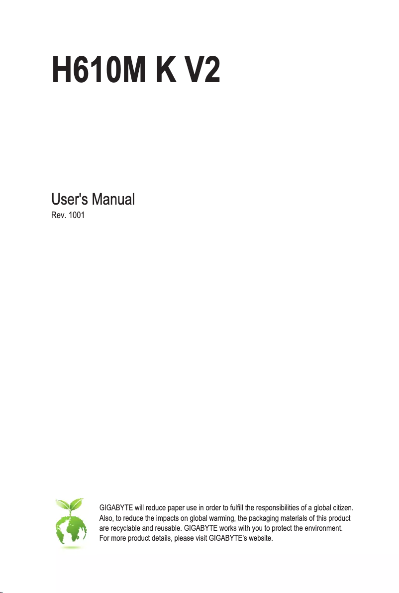 Page n°1 - Manuel utilisateur Gigabyte H610M K V2
