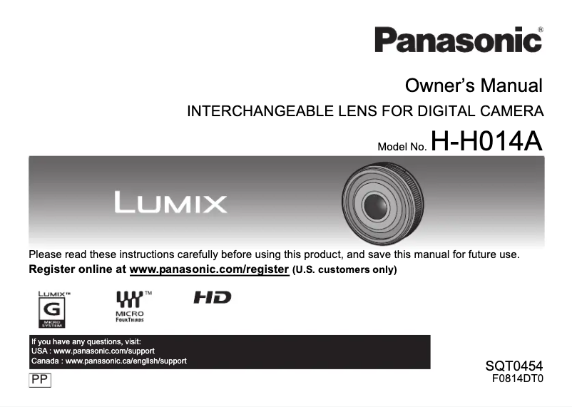 Página 1 del manual Manual de usuario Panasonic H-H014AK