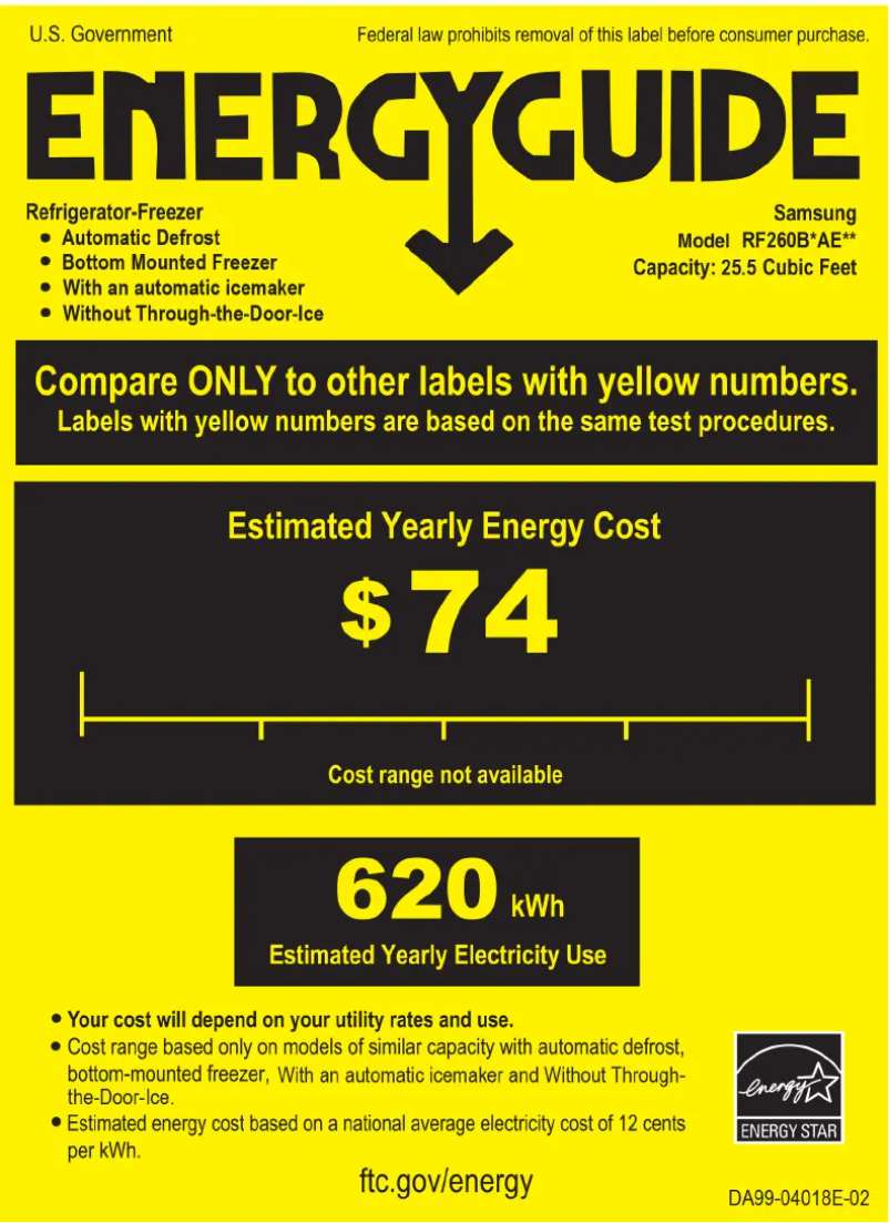 Page n°1 - Label énergétique Samsung RF220NCTASG