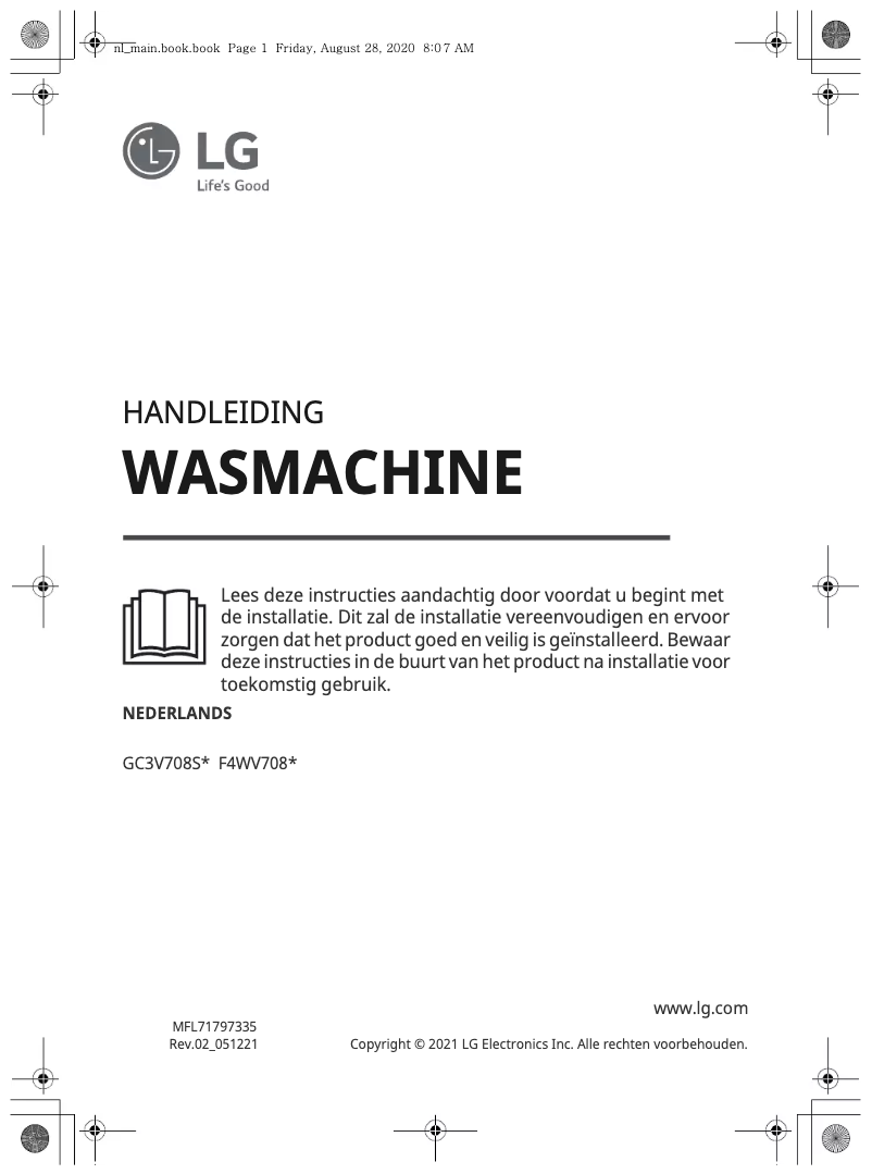 Image de la première page du manuel de l'appareil F4WV708S1E