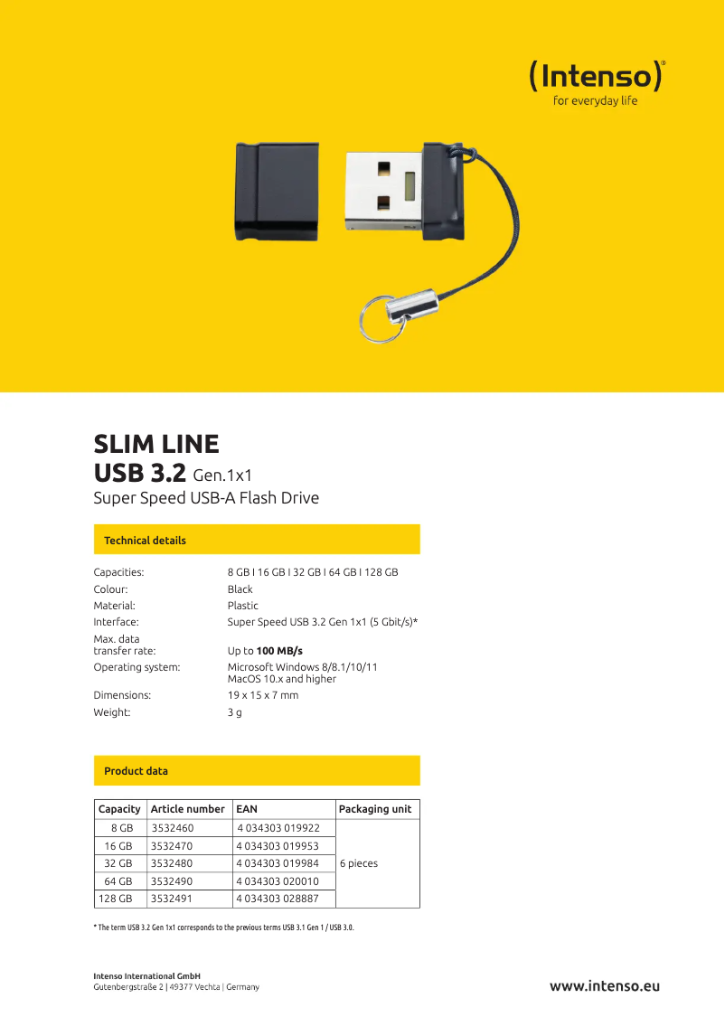 Page n°1 - Manuel utilisateur Intenso Slim Line USB 3.2