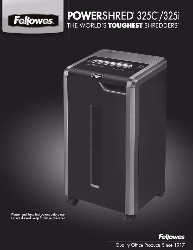 Page n°1 - Manuel utilisateur Fellowes Powershred C-325i