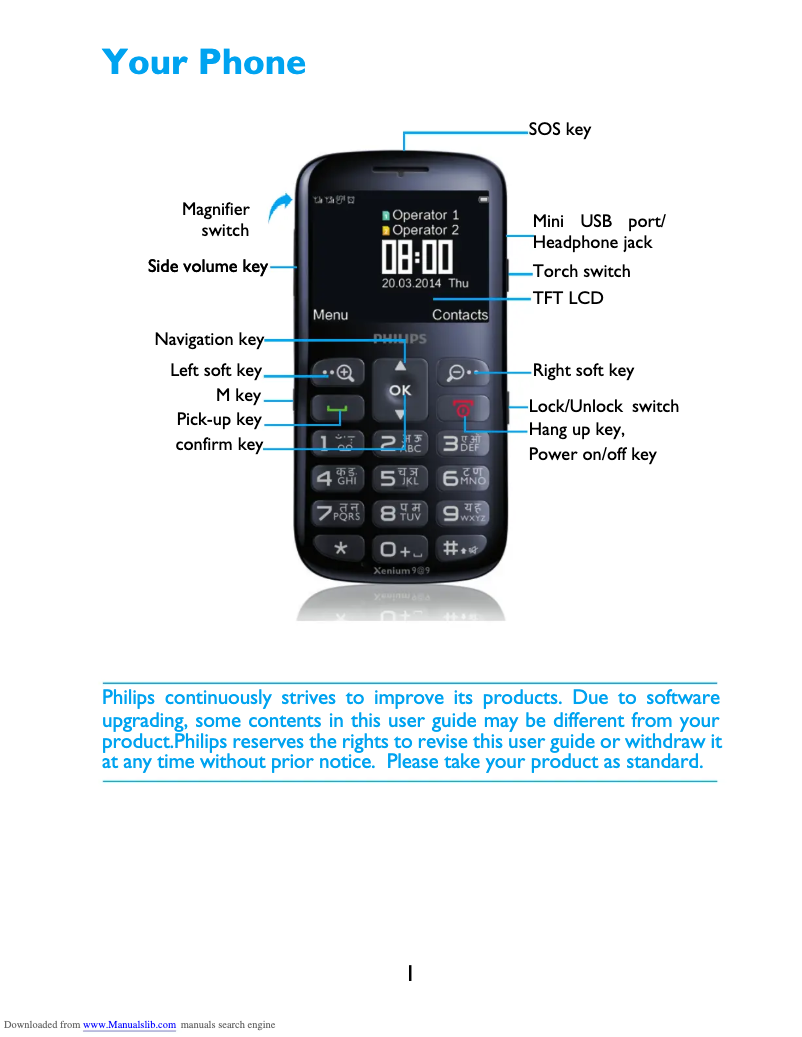 Page 1 de la notice Manuel utilisateur Philips Xenium X2566