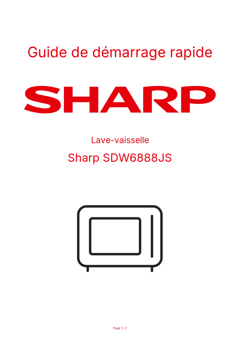 Page n°1 - Guide de démarrage rapide Sharp SDW6888JS