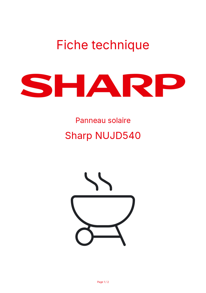 Page n°1 - Fiche technique Sharp NUJD540