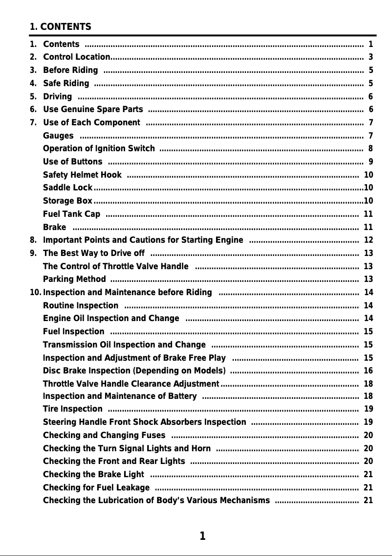 Page 1 de la notice Manuel utilisateur SYM Megalo 125
