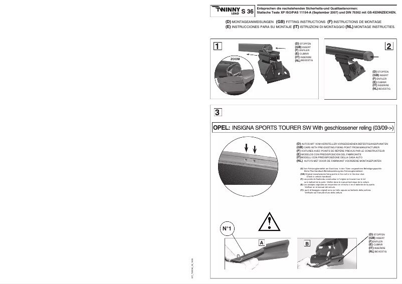 Page 1 de la notice Manuel utilisateur Twinny Load S 36