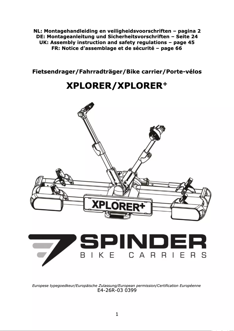 Página 1 del manual Manual de usuario Spinder Xplorer