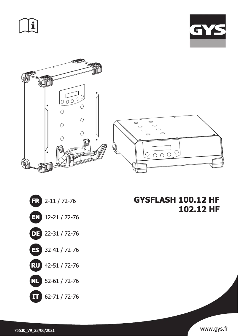 Page n°1 - Manuel utilisateur GYS Gysflash 102.12 HF
