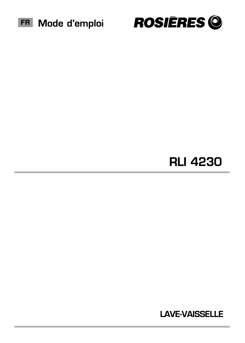 Page n°1 - Manuel utilisateur Rosieres RLI 4230MIN