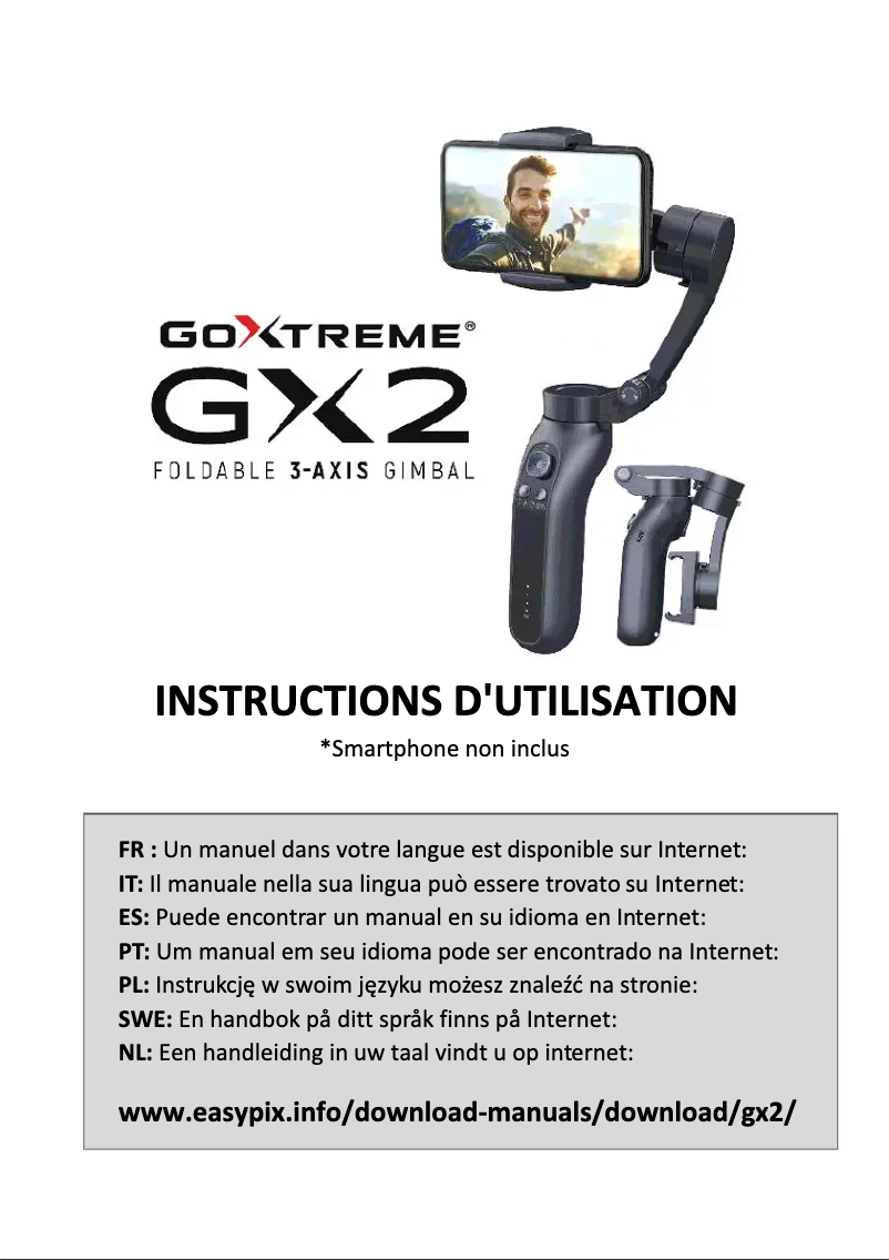 Page 1 de la notice Manuel utilisateur GoXtreme Gimbal Gx2
