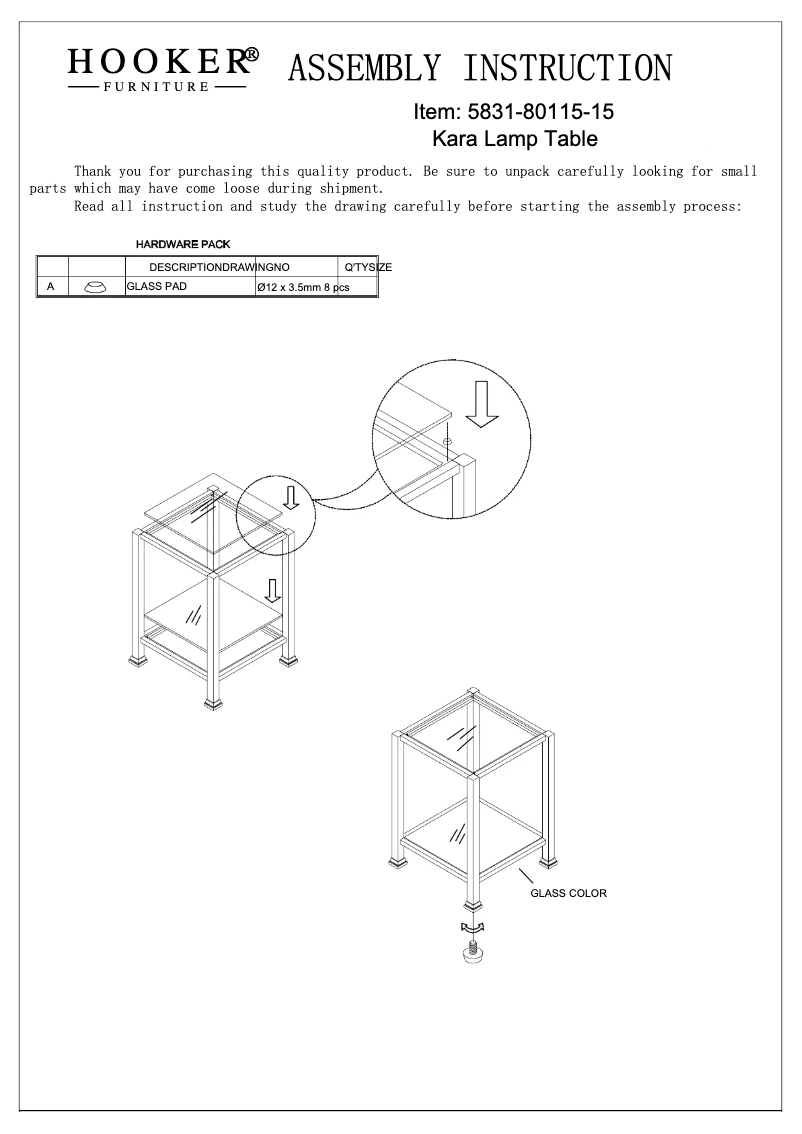Page 1 de la notice Manuel utilisateur Hooker 5831-80115-15