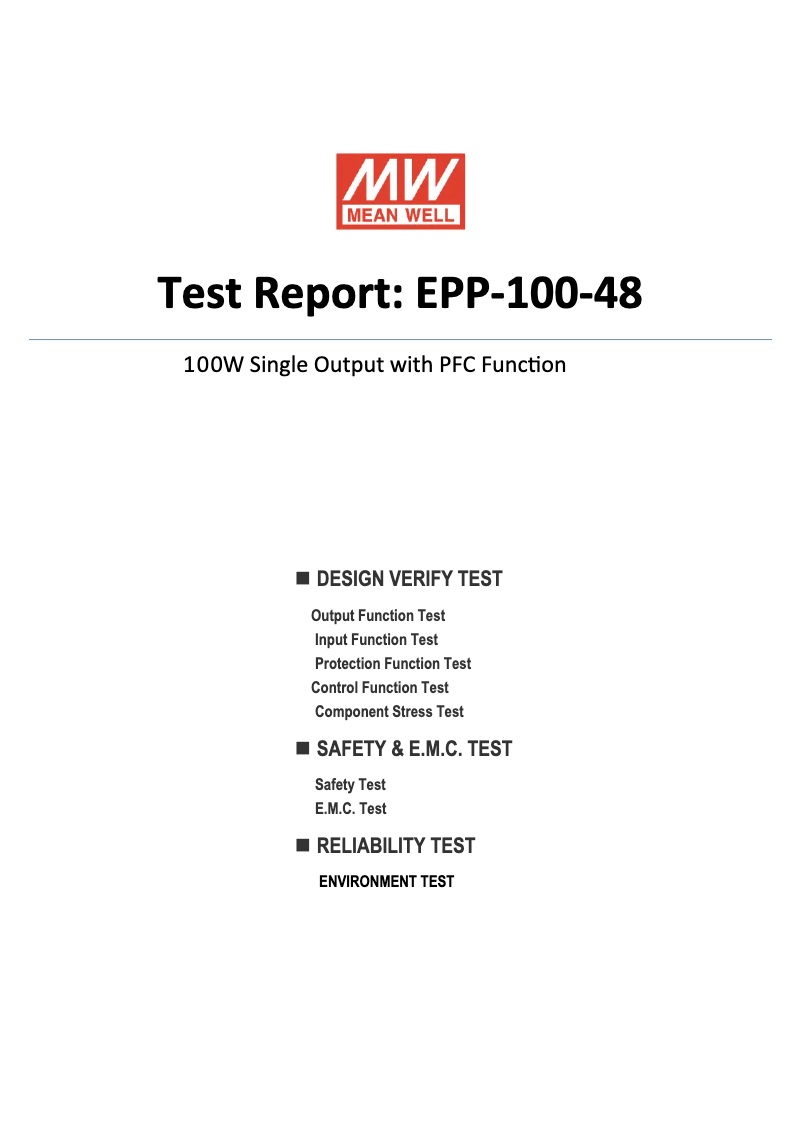 Page 1 de la notice Fiche technique Mean Well EPP-100-48