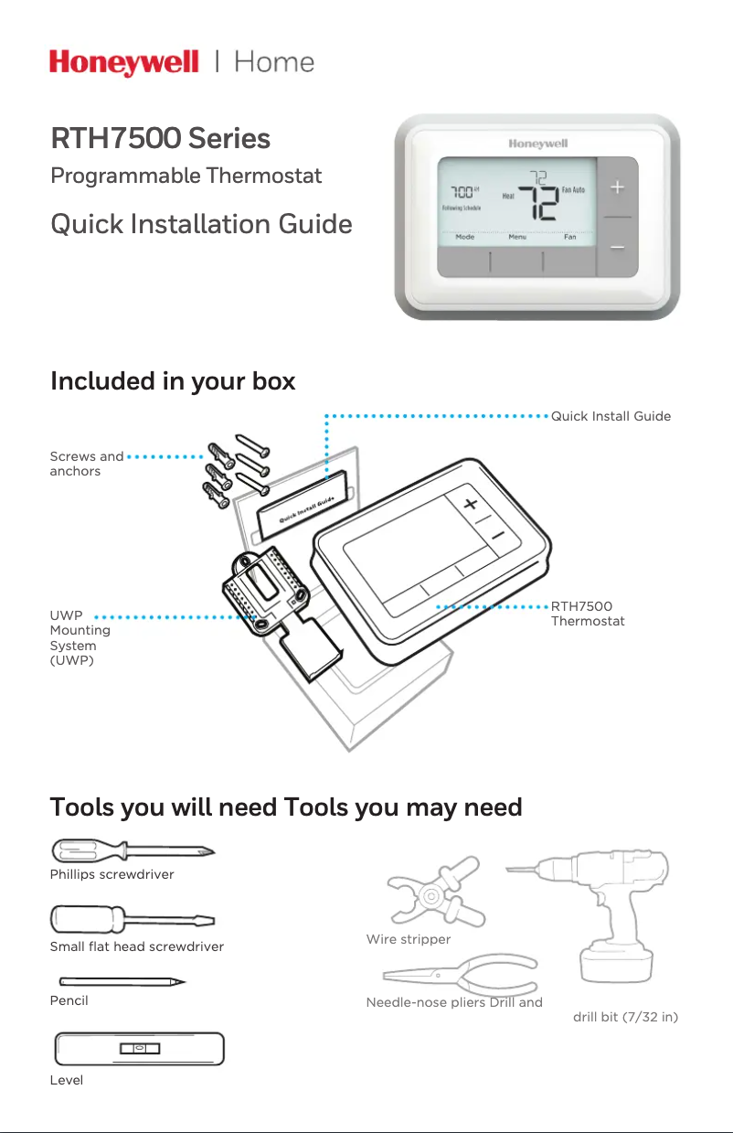Page 1 de la notice Manuel utilisateur Honeywell RTH7560E