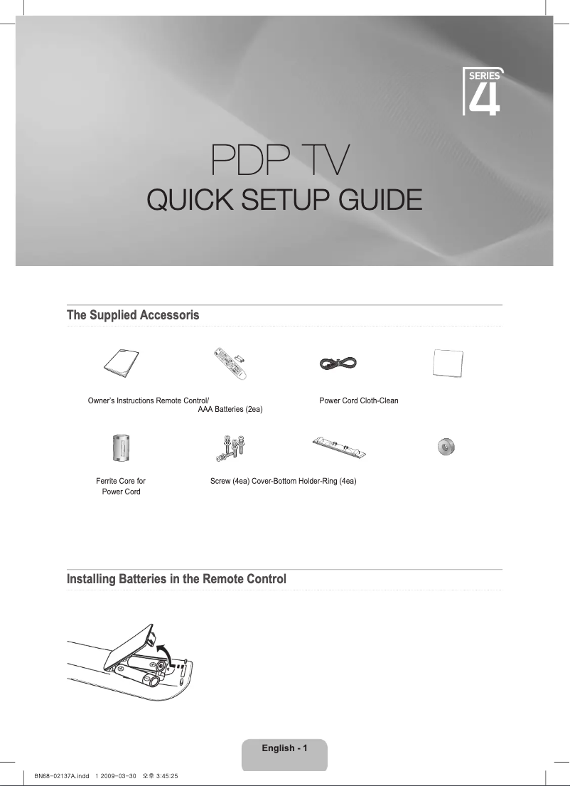 Page n°1 - Manuel utilisateur Samsung PS50B435P2W