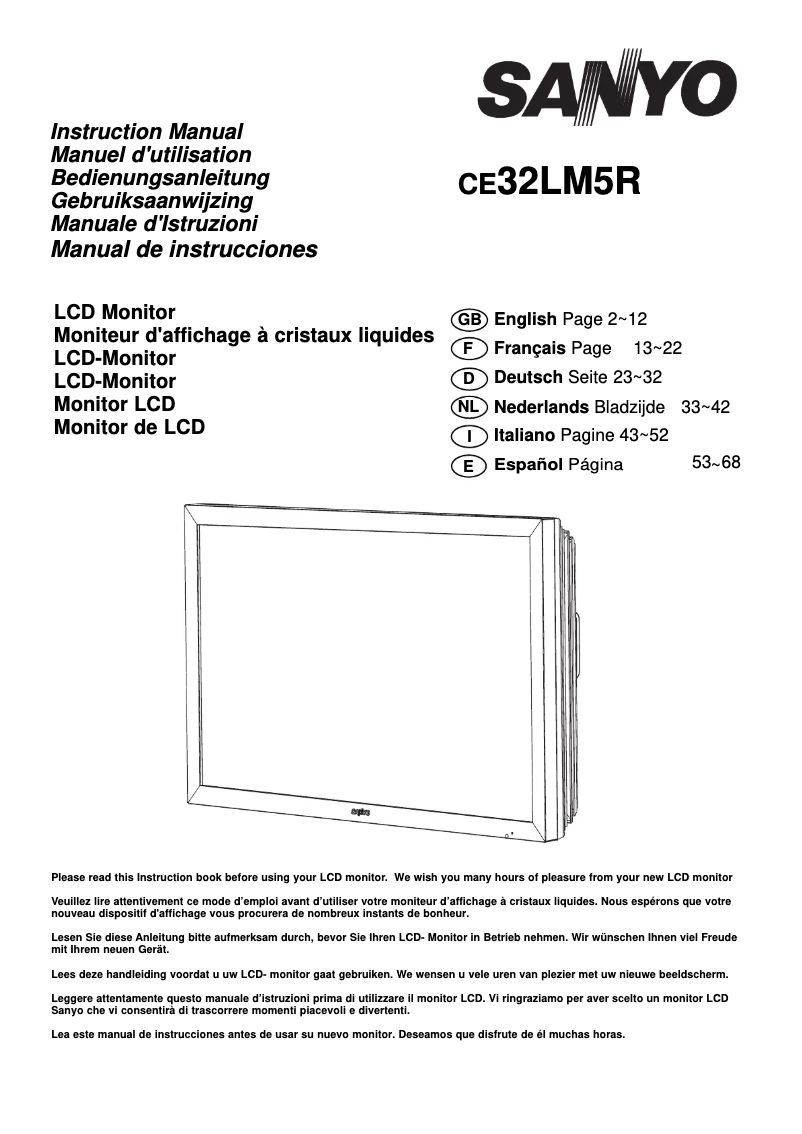 Page 1 de la notice Manuel utilisateur Sanyo 32LM5R