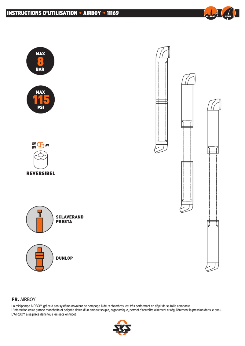 Page 1 de la notice Manuel utilisateur SKS AIRBOY