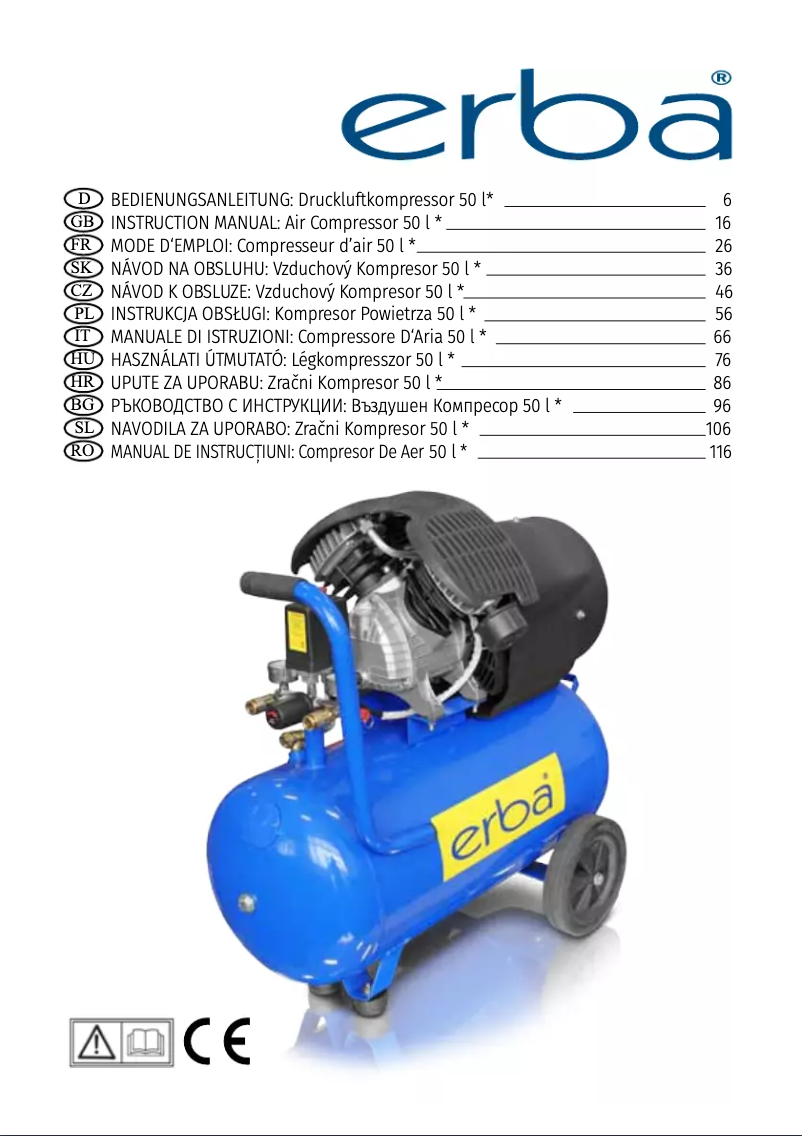 Page 1 de la notice Manuel utilisateur Erba 17012