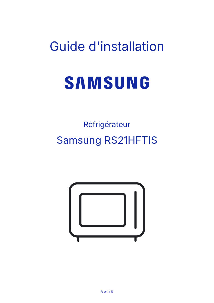 Image de la première page du manuel de l'appareil RS21HFTIS